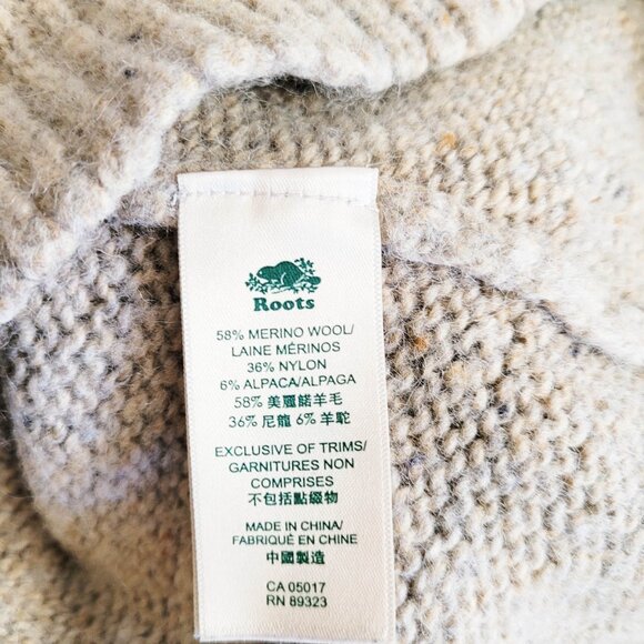 Roots Canada Sweater Size Small Beige Fleck V Neck Merino Alpaca Blend - Picture 9 of 9